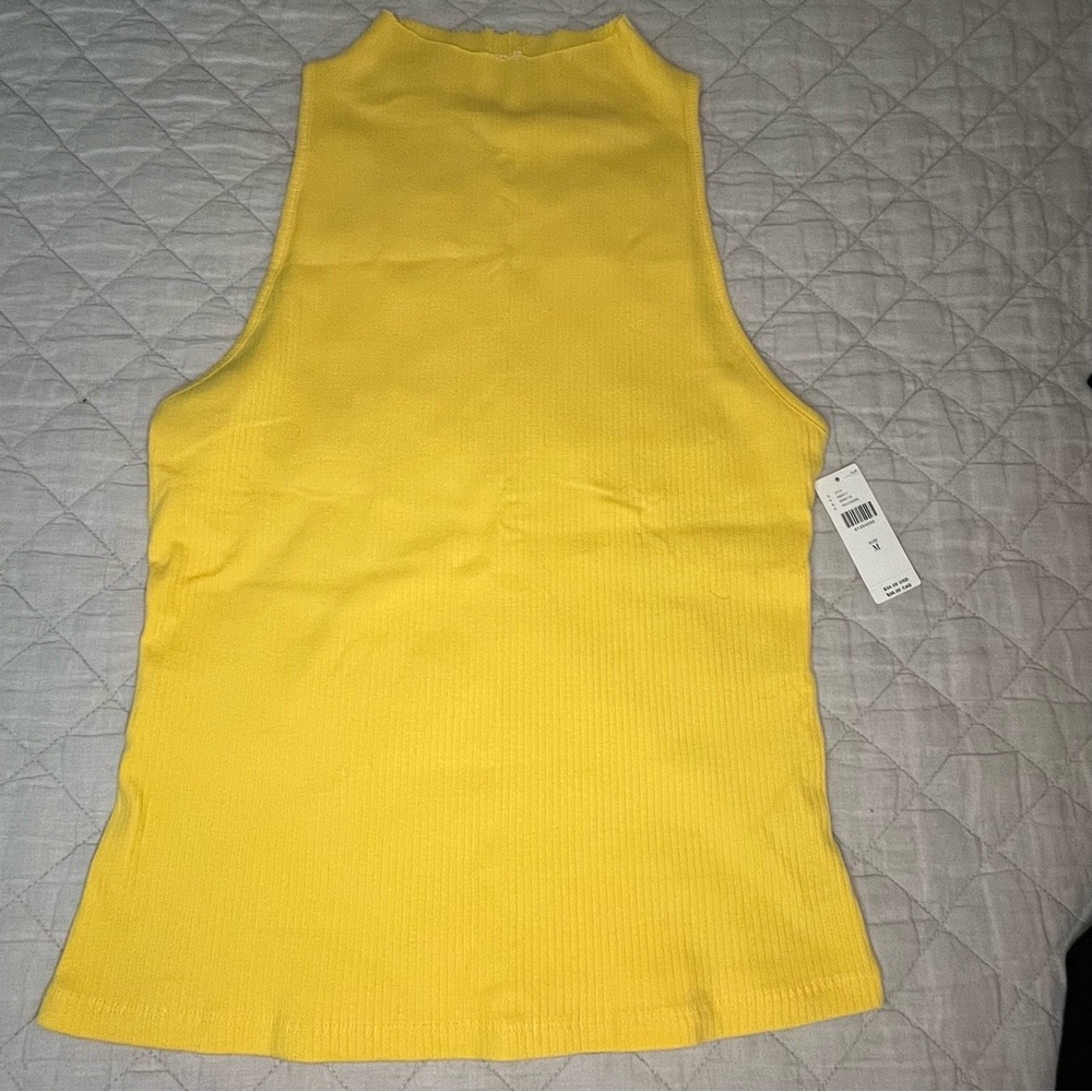 Maeve/Anthropologie Yellow Sleeveless Ribbed Shirt Size Medium NWT